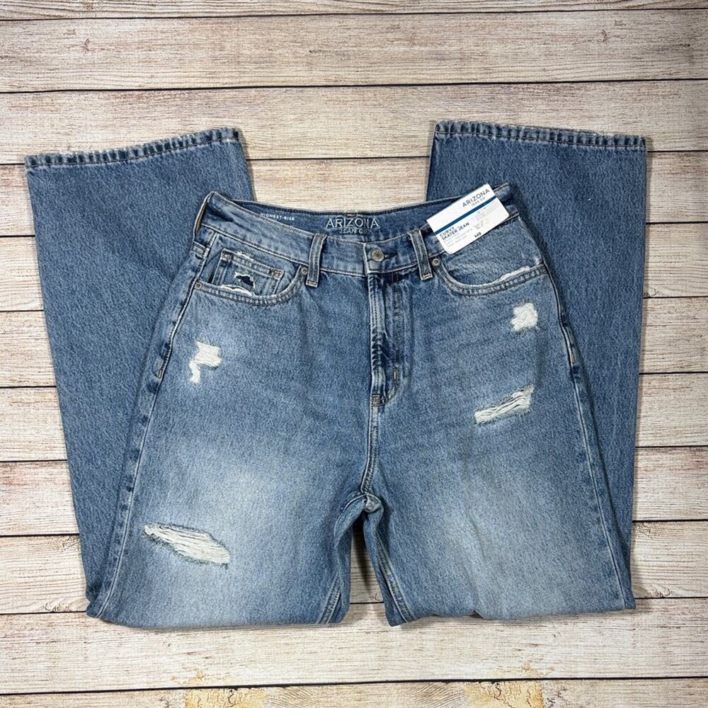 Arizona Jean Co Baggy Distressed Highest Rise Curvy Skater Jean Juniors Size 9